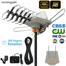 250++ Miles Outdoor 400 Degree Digital TV Antenna Amplified High Gain HD VHF/UHF