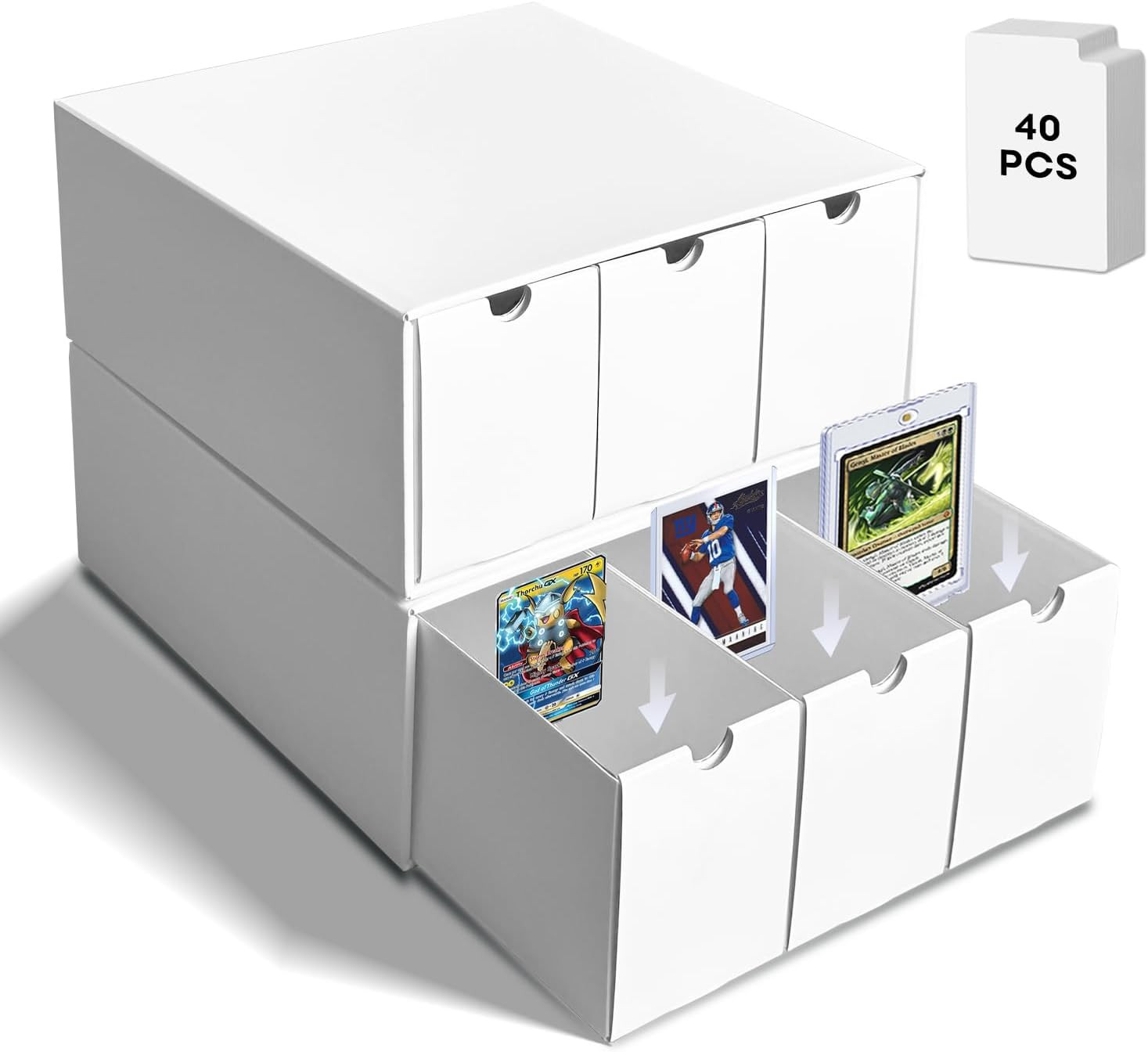 Trading Storage Box, Top Loaders Storage Box with 40 Dividers, Cardboard Toploa