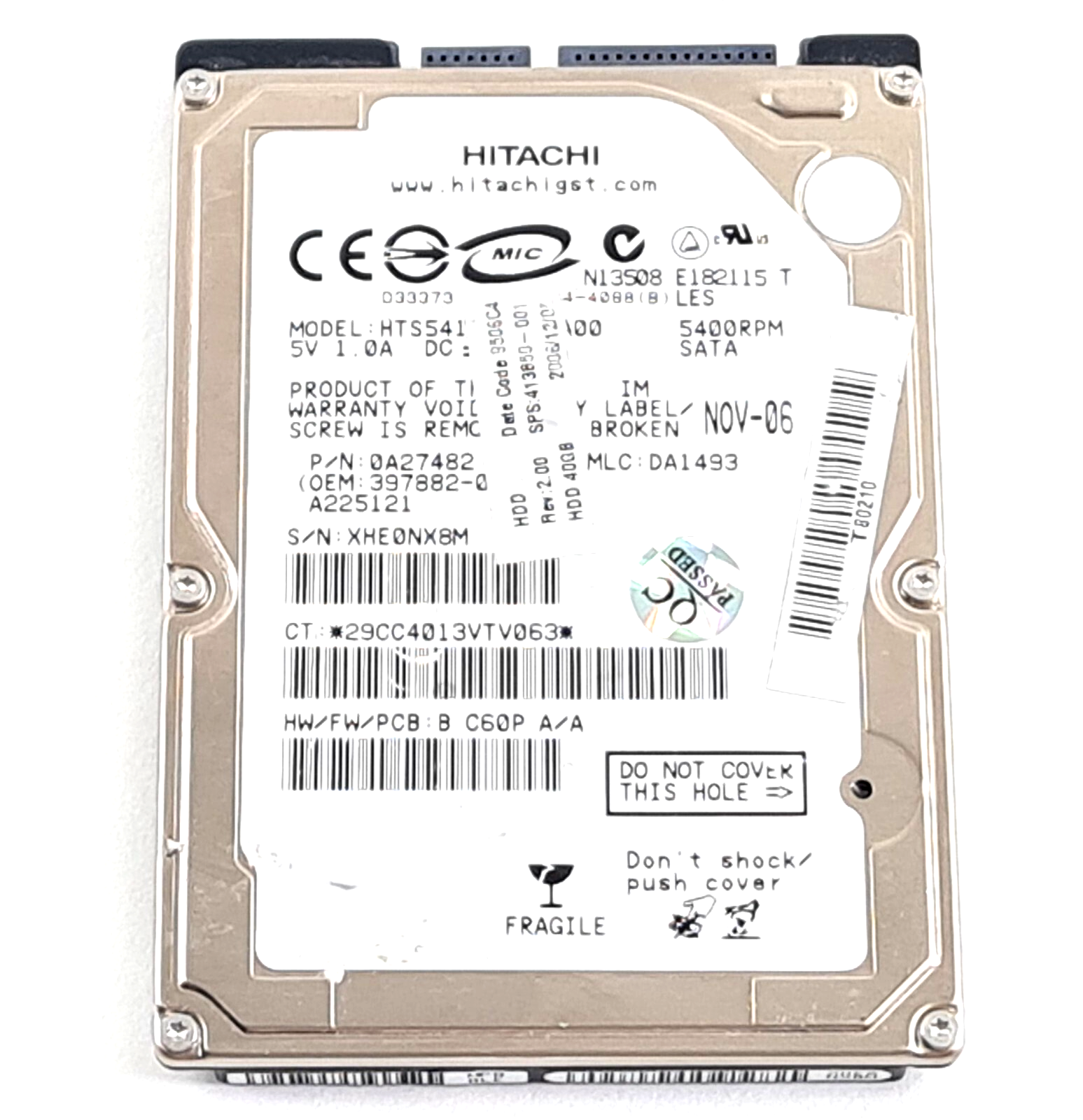 40GB SATA 2.5"" 9.5mm 5400RPM 1.5Gb/s HDD - 413850-001