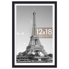 12x18 Picture Frame, Display Pictures 11x17 with Mat or 12 x 18 Without, Wall...