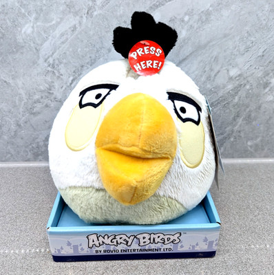Selten 2010 Angry Birds weißer Vogel Matilda weiches Plüschtier Rovio sprechender Sound NEU