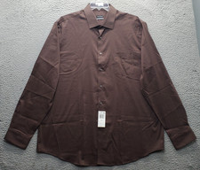 Van Heusen Dress Shirt Mens 2XL Brown Stretch Regular Fit Ultra Wrinkle Free