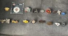 Lot of 18 Vintage Harley-Davidson Motorcycle Lapel Pins Las Vegas Cross Flags