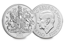 &pound;5 2025 FIVE POUNDS Kings Charles III COAT OF ARMS Brilliant Uncirculated coin