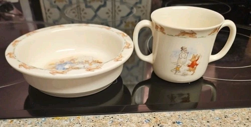 Royal Doulton Bunnykins Tableware LTD 1936 English Fine Bone China Bowl and Cup