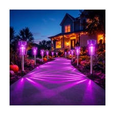 Solar Halloween Lights Outdoor Waterproof Purple Pathway Lights, 8 Pack