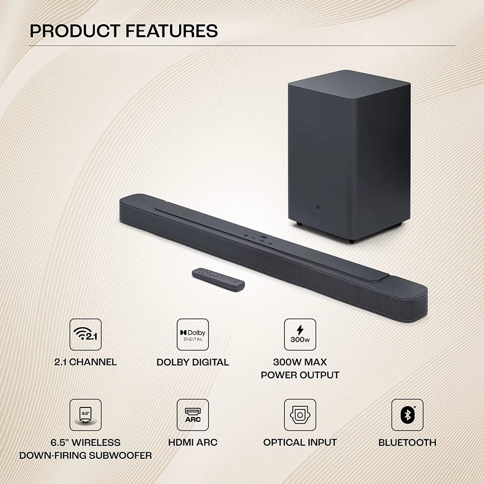 JBL Bar 2.1 Deep Bass (MK2), Soundbar with , Wireless Subwoofer, 300W - Image 3 of 4