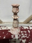 Carved Blush Pink Stone Taper Candle Hilder Marbled Decor 6 inches — photo 2
