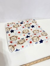 Baby Gear Monkey Face Stars Blanket Red Blue Soft Security Lovey 30x40"
