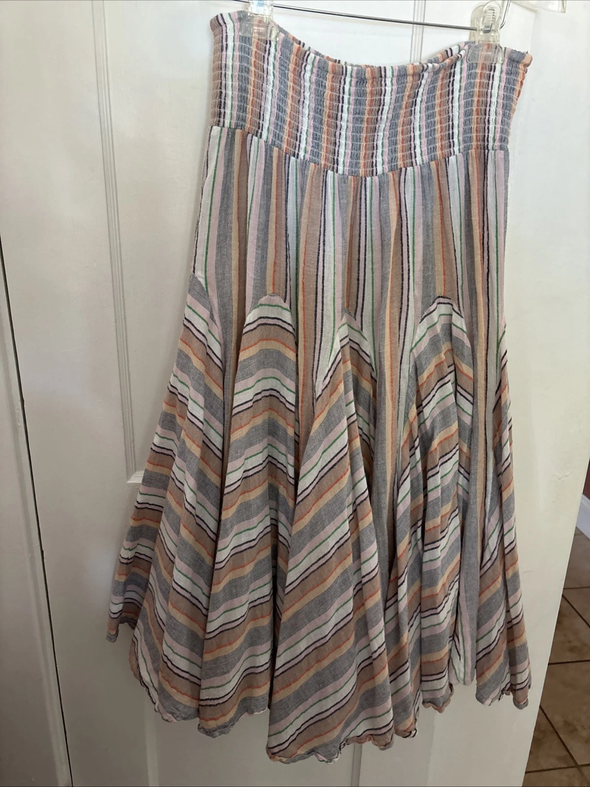PHILOSOPHY Cotton LINEN STRIPED PASTEL Circle SKIRT BOHO FESTIVAL SKIRT - L
Opens in a new window or