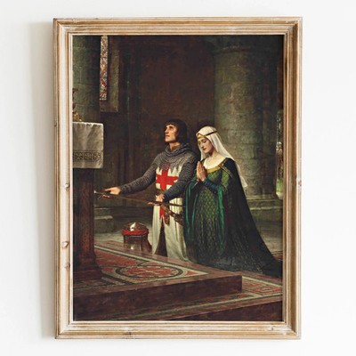 The Dedication by Edmund Blair Leighton 1908 Medieval Wall Art Poster Print