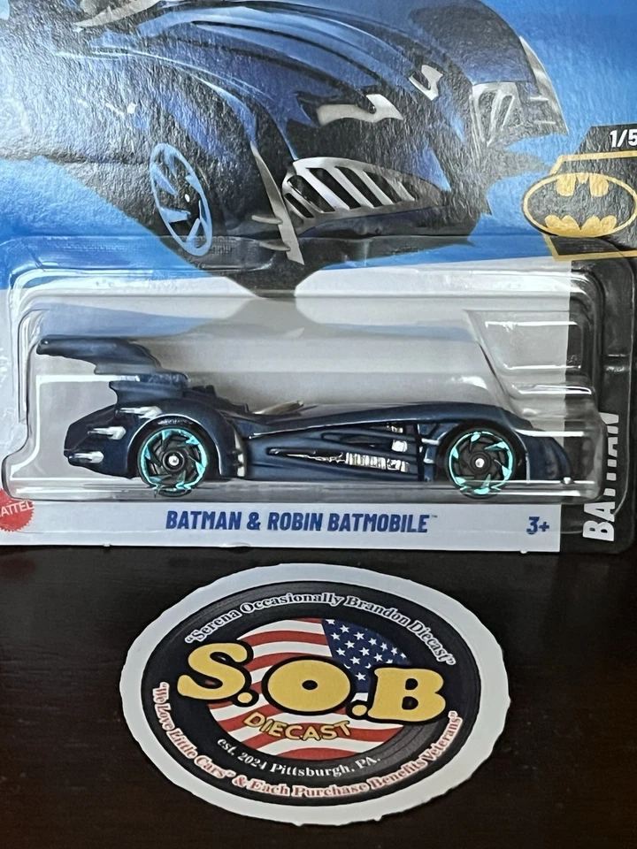 Batimóvil Hot Wheels Batman & Robin azul fundido a presión sellado casi nuevo Foto 2 de 4