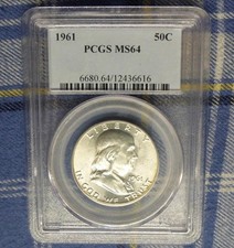 1961 PCGS MS 64 Franklin Silver Half Dollar, United States of America 50C Coin