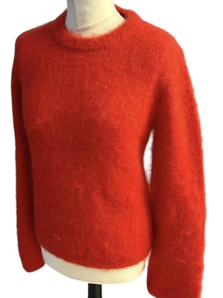 H&M Edition Women’s Small Mohair/ Wool Blend Red Jumper Sweater Soft   - Image 3 of 4