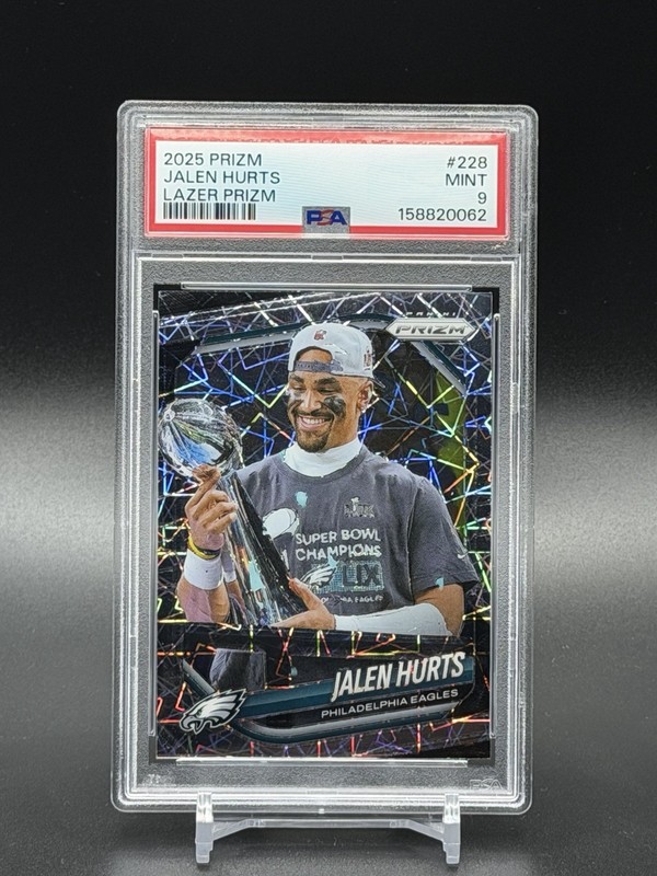 2025 Panini Prizm Jalen Hurts #228 Lazer Prizm SP Philadelphia Eagles PSA 9