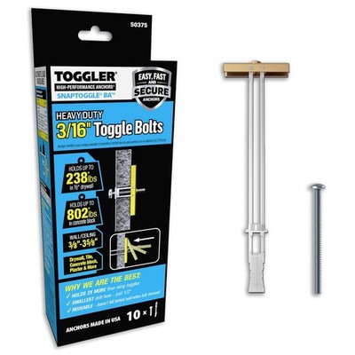 TOGGLER SNAPTOGGLE BA Toggle Anchor with Bolts Zinc-Plated Steel Fasteners 10 pk