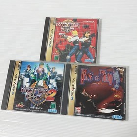 Sega Saturn lot of 2 VIRTUA GUN with 3 Japanese games For CRT TV Only Japan