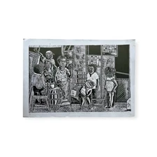 LUIS LAMOTHE DURIBE.Print. Woodcut / cardboard. Cuban Art
