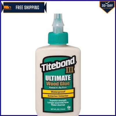 Titebond III 4 Oz Liquid Wood Glue - Waterproof Tan Adhesive with High Viscosity