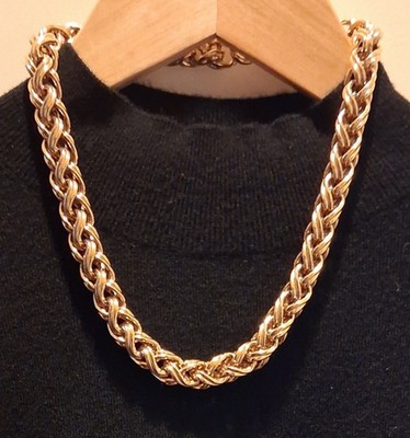 VTG MONET 18'' Byzantine Necklace Pristine Condition! 22K 3X Gold Plated Signed 