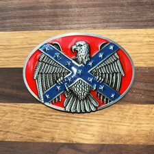 Flag  Eagle Enameled Belt Buckle 3.85  X 2.3  