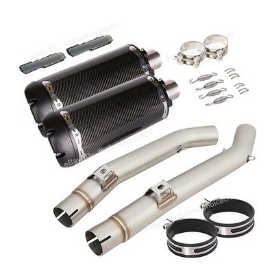 For Suzuki Vstrom 1000 DL1000 2002-2013 Mid Link Pipe Exhaust Tips Left & Right