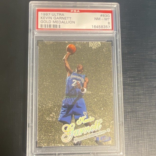 PSA 8 Total POP 38! Fleer Ultra 1997 Kevin Garnett Gold Medallion Timberwolves