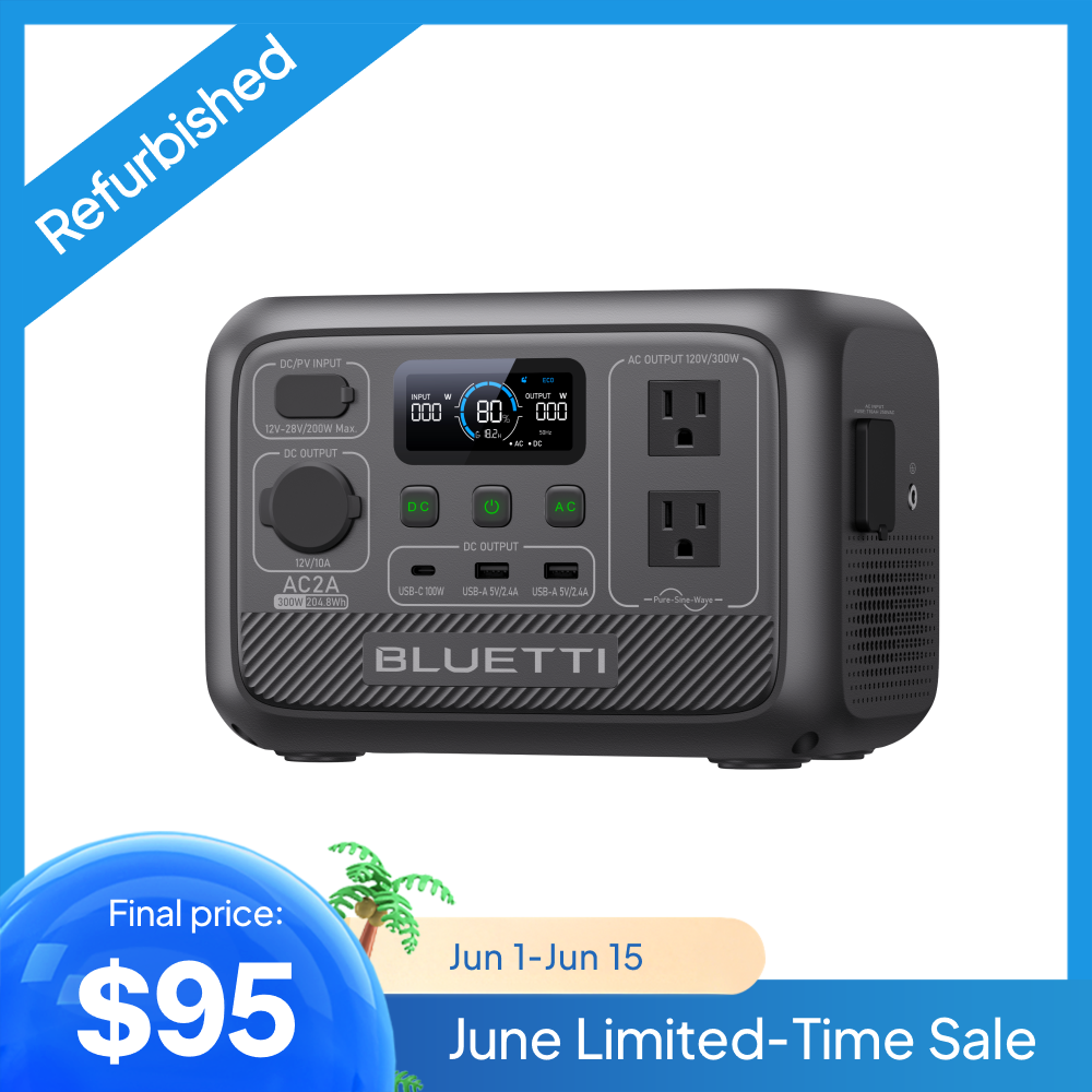BLUETTI AC2A 300W 204Wh Portable Power Station LiFePO₄ for Camping