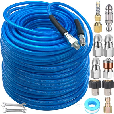 #ad Sewer Jetter Nozzle Kit 1 4quot; NPT 150FT Drain Cleaning Hose For Pressure Washer $69.99