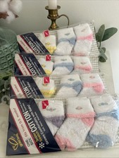 Gold Bug Vintage 1983 Cotton Blend Baby Girl Socks 0-3 Months Lot Of 12 Pairs