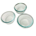 3 Pyrex #7202R 1 Cup 4" Storage Container Bowl Clear w/ Light Blue Tint NO LID