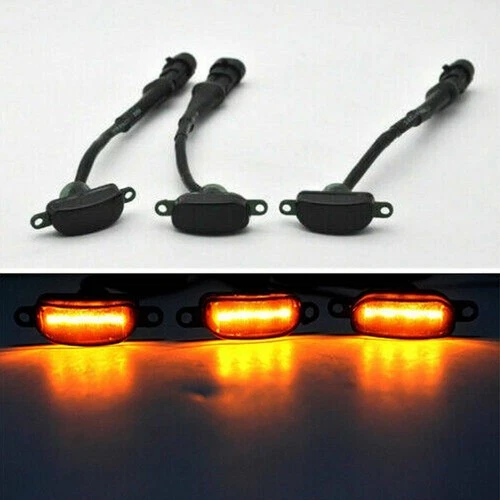 3PC Smoked Lens Amber LED Front Grille Running Light Lamp For Ford F150 Raptor