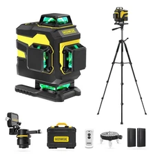 4x360° Laser Level Pro Kit with Tripod, 4D Cross Line Laser Level with Fine-t...