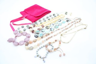 Lola Rose Gemstone Jewellery Lace Agate Quartz MOP Slider Signed Branded x 8