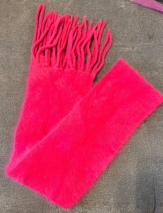 Rabbit Hair Blend Scarf Angora Bright Pink Soft -READ