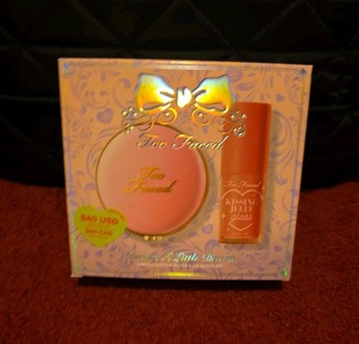 NEW Too Faced Dream a Little Dream blush & lip gloss set LIMITED EDITION $54val
