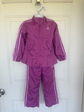 Adidas 2pc girls Peplum Full Zip Jacket Pants Track Suit Windsuit purple 3T