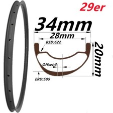 27.5er 29er XC AM Mountain Bike Rims Carbon Fibre Tubeless Bicycle Wheels 28/32H