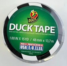 Black  White Stripes Duct Tape Roll 1.88" x 10 yd RARE DISCONTINUED duck brand