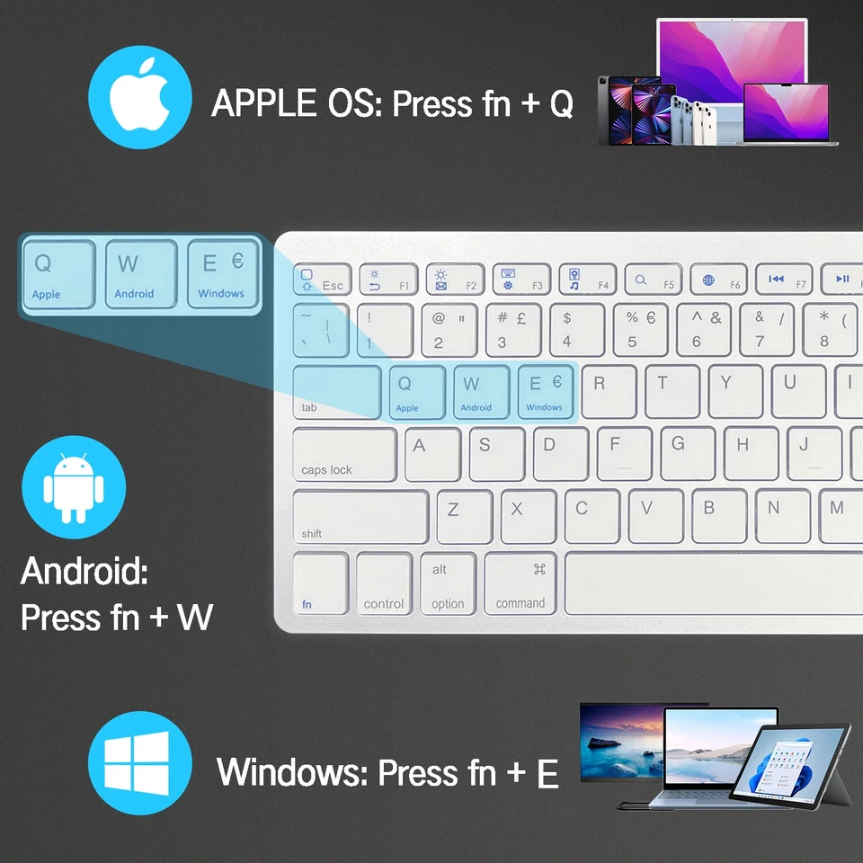 Italian Language Ultra-Thin Wireless Silent Keyboard 78-key Layout for PC&Tablet - Image 4 of 4