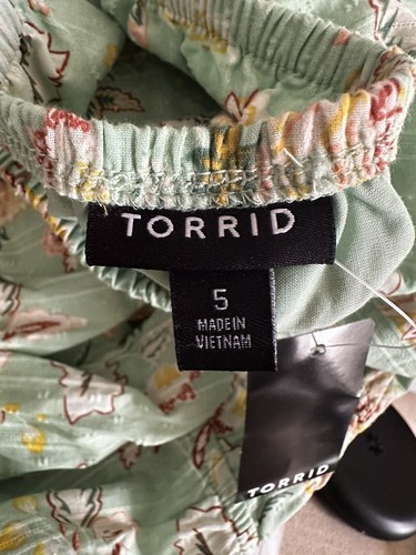 Torrid Woman’s Cotton Clip Dot Blouson Long Sleeve Smocked Top Green Size 5X 28 - Picture 13 of 17
