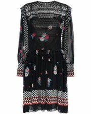 Philosophy Di Lorenzo Serafini Silk Chiffon 20'S Style Black Floral Dress 40