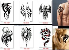 6 X MenTemporary Tattoos Body Arm Tattoo Sticker Half Sleeve Fake Waterproof