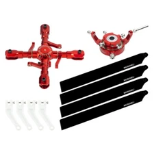 Microheli CNC Quad Carbon Plastic Blades Conversion Set (RED) - GOOSKY S2