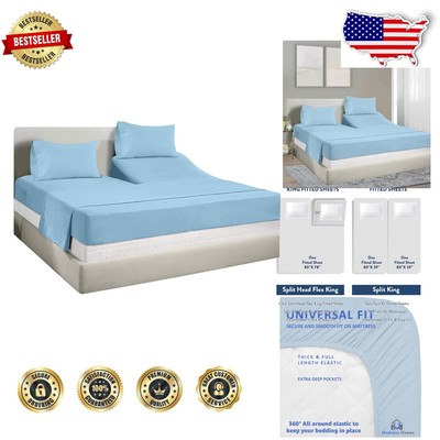 Luxurious Split King Cotton Sheets for Adjustable Beds - 600 TC Light Blue