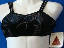 NWT Blk VELVET Dance Wear  Gymnastics TOP by SHARENE w. Double Straps Sz JUNIOR