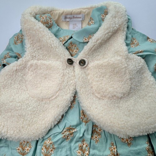 NEW Tommy Bahama Floral Dress Sherpa Vest Peter Pan Collar Long Sleeve 18 month - Picture 3 of 8