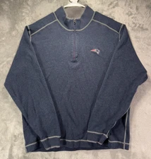 Cutter & Buck Sweater Men XL Navy NFL New England Patriots 1/4 Zip Pullover Knit