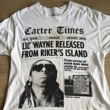 Lil Wayne Carter Times graphic Basic Style White T shirt Heavy cotton NH20219