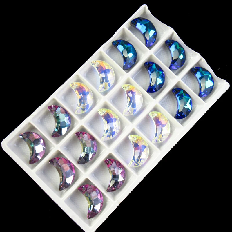 18 Piezas Cuentas Colgante Luna Cristal Titanio Color Mezcla Facetado 20x10x6mm 1134SJ Foto 2 de 4